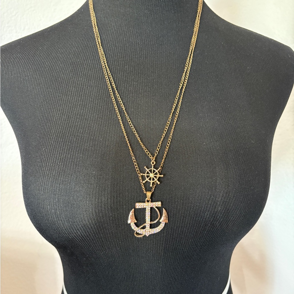 Gold Anchor Pendant Necklace